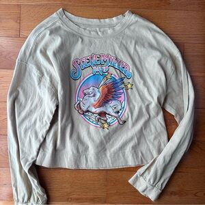 Old Navy Beige Long Sleeve Tee with Pegasus Graphic